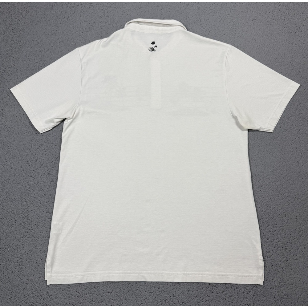 Travis Mathew Polo Shirt Mens Large White Palm Tree Graphic Pima Golf Tropical - Picture 8 of 9